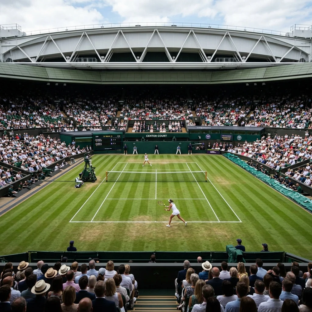 Centre Court at Wimbledon during a match